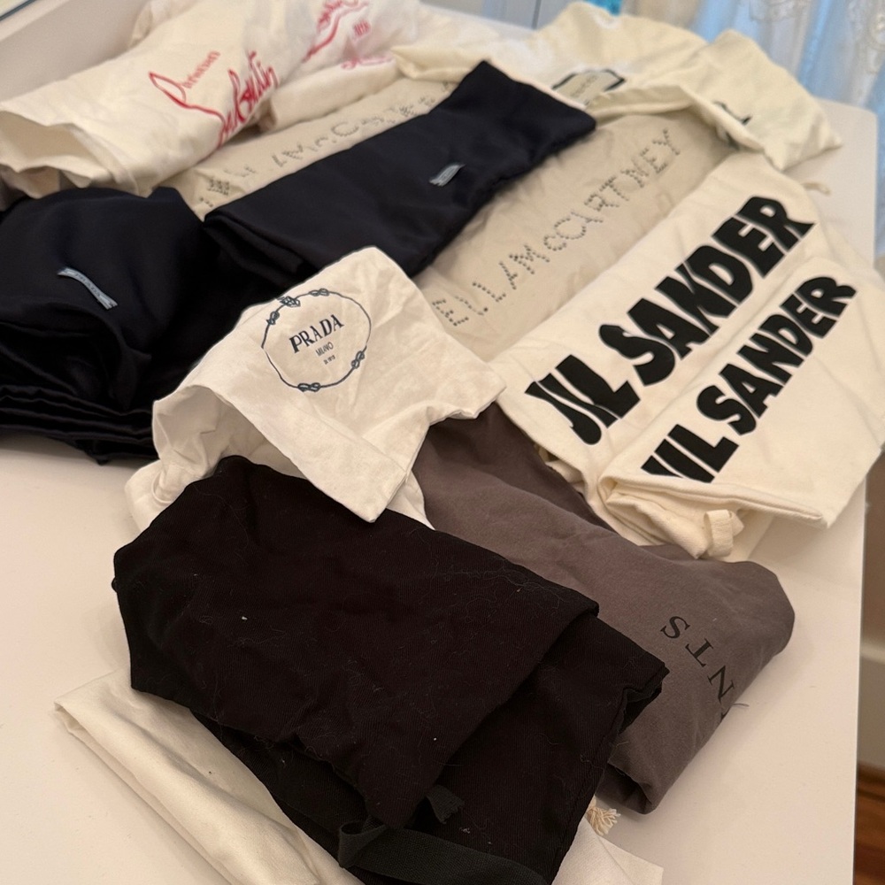 Prada White Drawstring Dust Bag with Logo